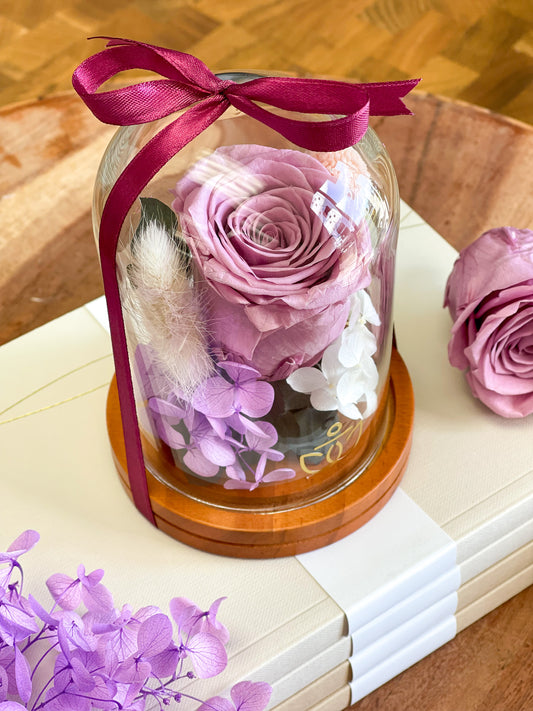 Forever Love - Medium size Preserved Rose in a Dome Tanit Florist
